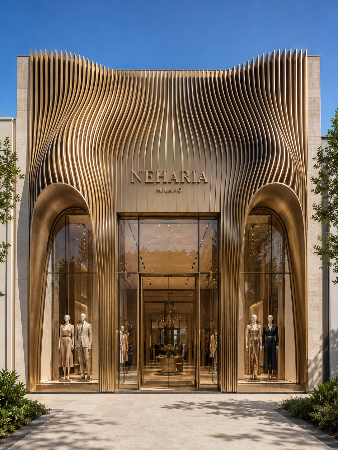 Shopfront facade inspiration with metal screen